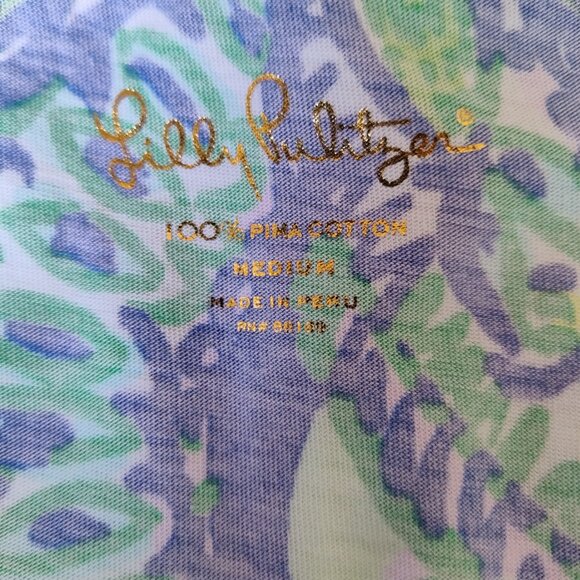 LILLY PULITZER Rossmore Keep It Current Poolside Blu Cotton Tunic TShirt Dress M - Picture 12 of 14